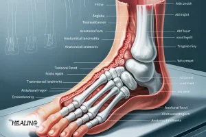 Patient walking with a prosthetic shoe after transmetatarsal amputation