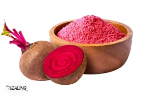 Organic beet root powder with travel essentials for healthy adventures