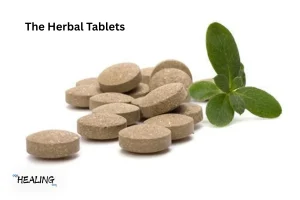Herbal tablets for natural health boost on wooden table