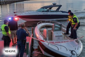 Myrtle-Beach-boat-shooting-scene-with-law-enforcement-securing-the-vessel-and-emergency-responders-assisting-victims-on-water.