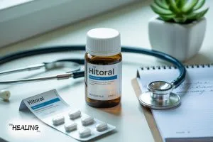 Illustration-showing-Hitoral-medicine-bottle-and-patient-consulting-a-doctor