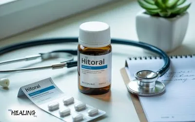 Illustration-showing-Hitoral-medicine-bottle-and-patient-consulting-a-doctor